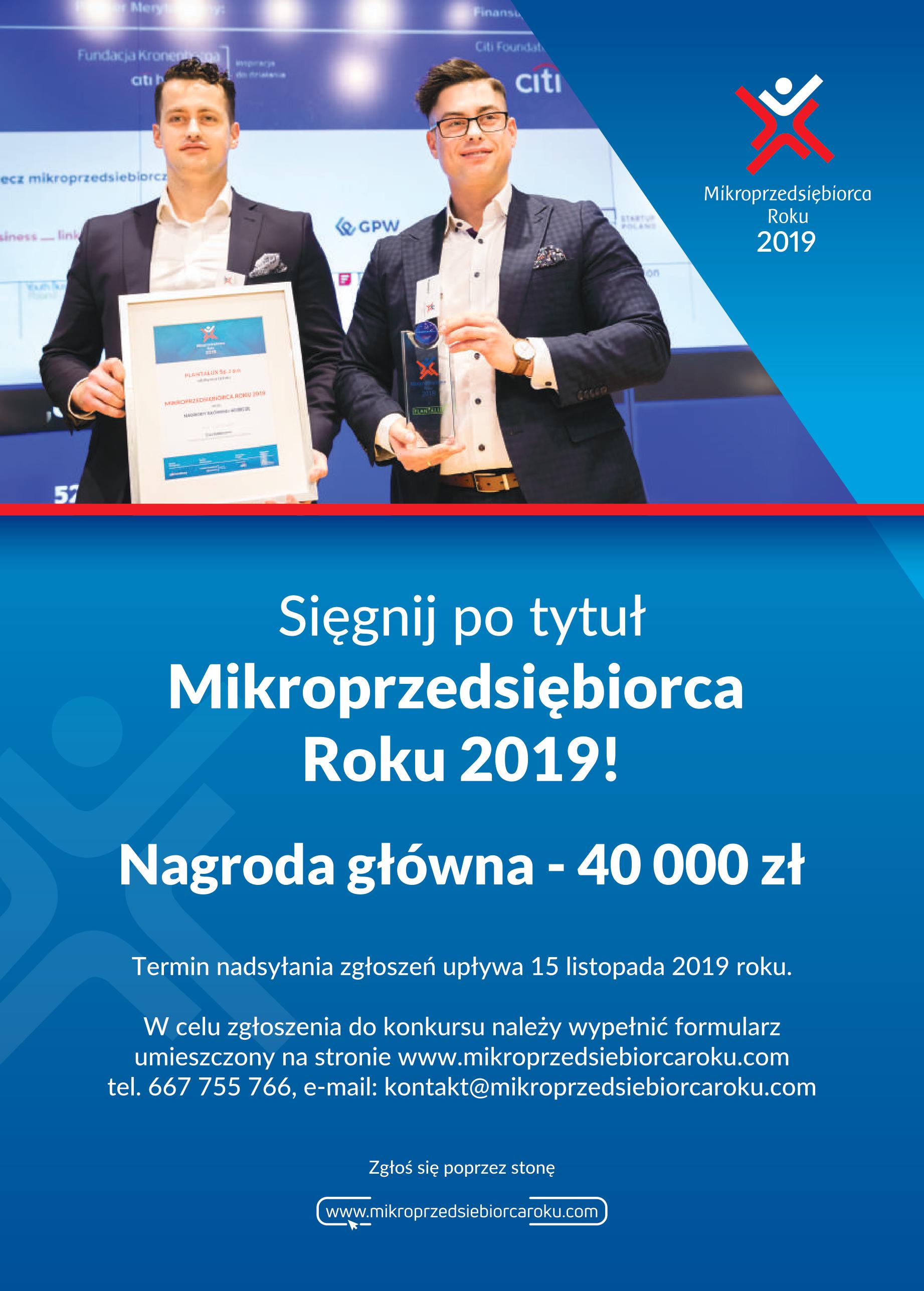 Plakat Konkurs Mikroprzedsiębiorca Roku 2019